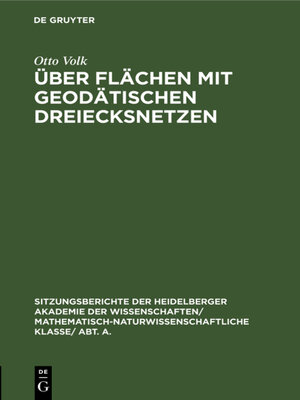 cover image of Über Flächen mit geodätischen Dreiecksnetzen